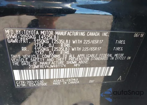 2018 Toyota Rav4 Xle z USA, uszkodzony, nr VIN 2T3WFREV4JW481174